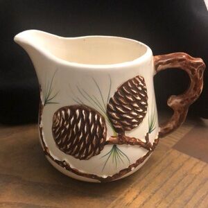 Vintage Parksmith ceramic creamer Grand Canyon AZ Pinecone Cream brown green